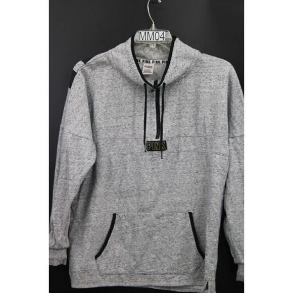 VICTORIA'S SECRET PINK GRAY 1/4 ZIP MOCKNECK SWEATSHIRT SIZE M - Picture 1 of 9